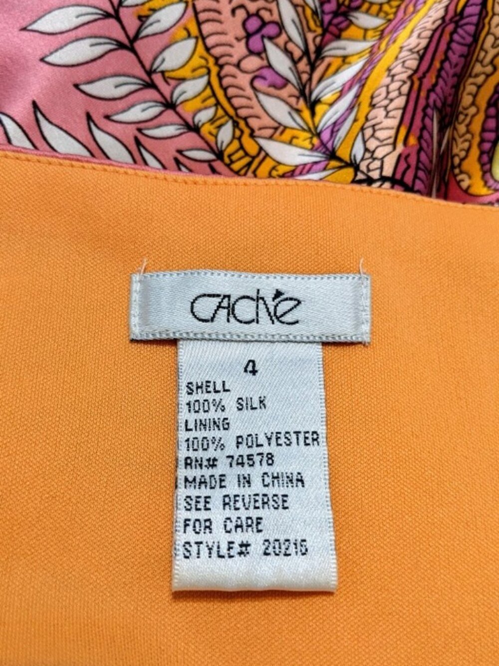 Cache Vintage Silk Halter Top Pink Orange floral beaded medallion Tropical glam - Picture 7 of 8